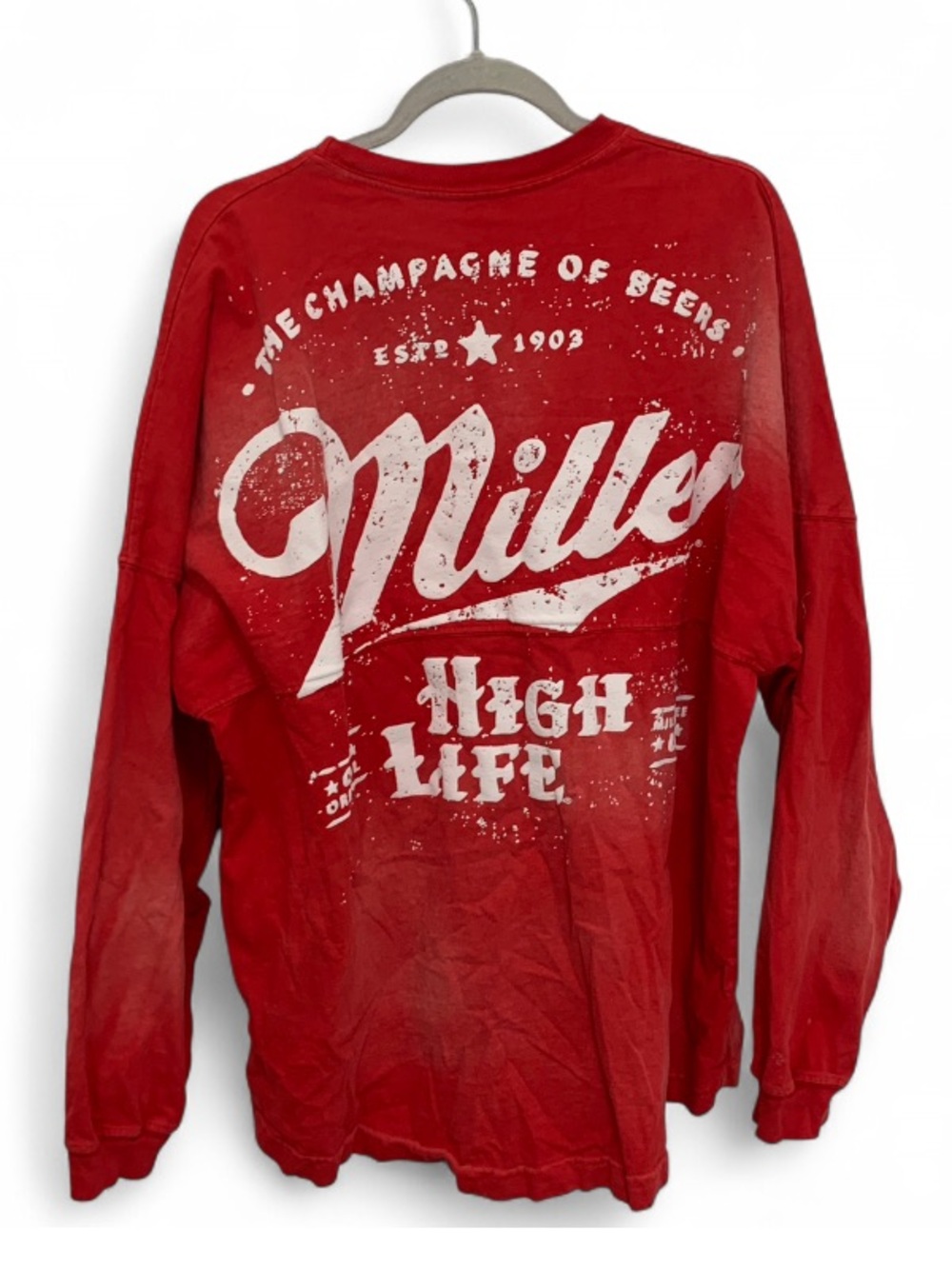 Spirit Jersey Miller Beer Red Long-Sleeve Tee Shirt